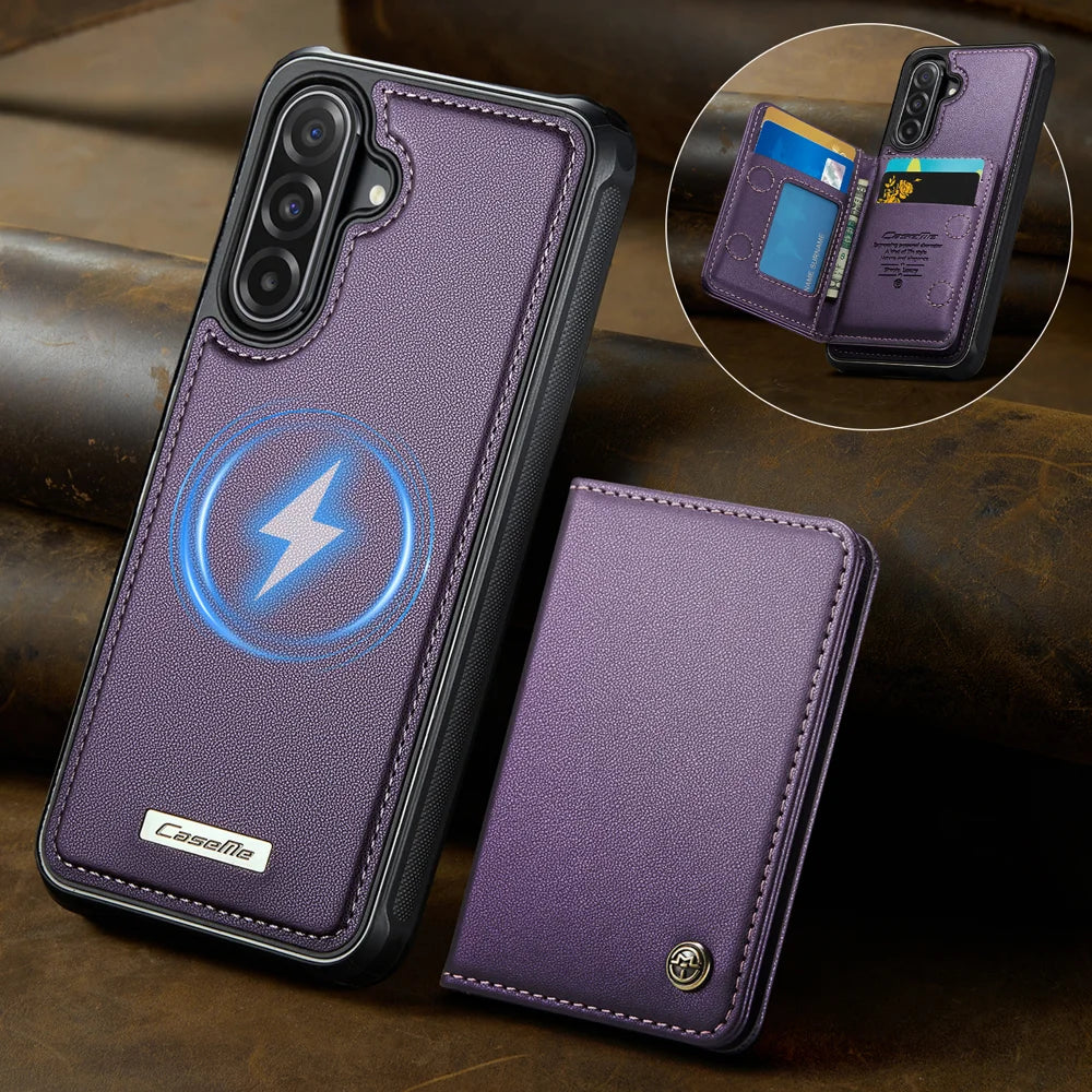 CASEME For Samsung Galaxy A56 5G Magnetic Case  ME80 Series Leather PC TPU Phone Cover with Detachable Wallet - Purple - 2