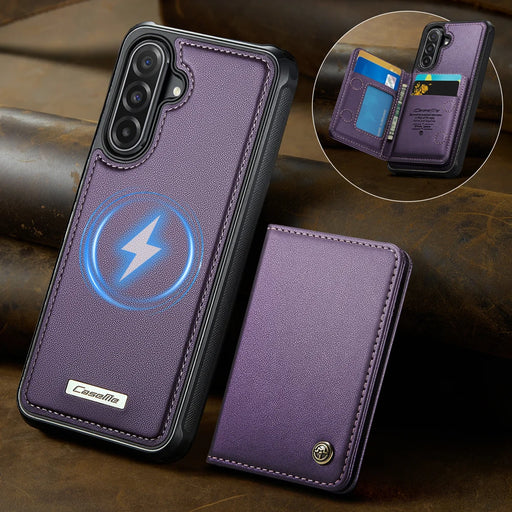 CASEME For Samsung Galaxy A56 5G Magnetic Case  ME80 Series Leather PC TPU Phone Cover with Detachable Wallet - Purple - 2
