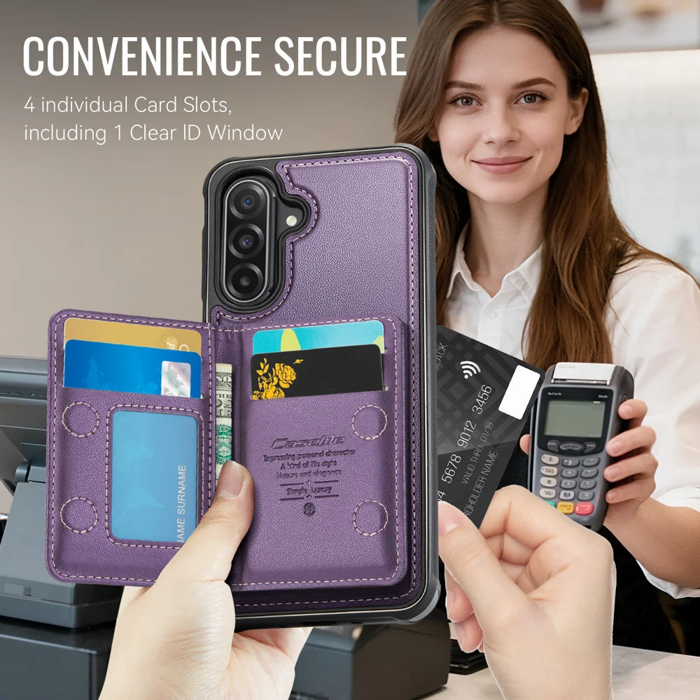 CASEME For Samsung Galaxy A56 5G Magnetic Case  ME80 Series Leather PC TPU Phone Cover with Detachable Wallet - Purple - 4