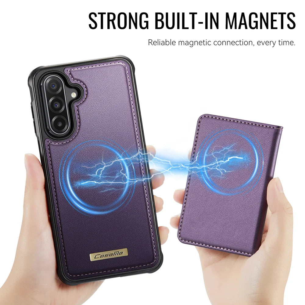 CASEME For Samsung Galaxy A56 5G Magnetic Case  ME80 Series Leather PC TPU Phone Cover with Detachable Wallet - Purple - 6