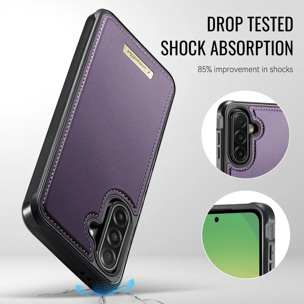 CASEME For Samsung Galaxy A56 5G Magnetic Case  ME80 Series Leather PC TPU Phone Cover with Detachable Wallet - Purple - 7