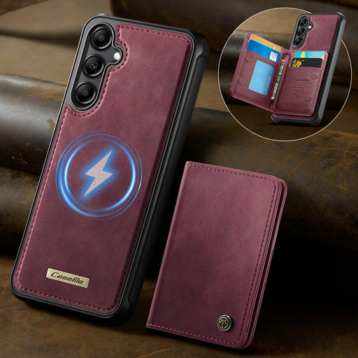 CASEME For Samsung Galaxy A14 4G / Galaxy M44 5G / Galaxy A14 5G Magnetic Case  ME80 Series Leather PC TPU Phone Cover with Detachable Wallet - Red - 2