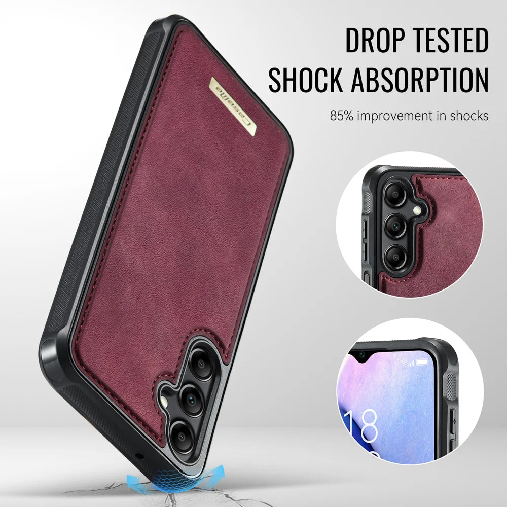 CASEME For Samsung Galaxy A14 4G / Galaxy M44 5G / Galaxy A14 5G Magnetic Case  ME80 Series Leather PC TPU Phone Cover with Detachable Wallet - Red - 7