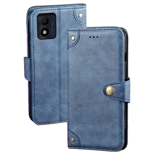 IDEWEI For Alcatel 1B (2022) Phone Flip Case Anti-scratch Fine Texture TPU+PU Leather Wallet Stand Cell Phone Cover - Blue - 1