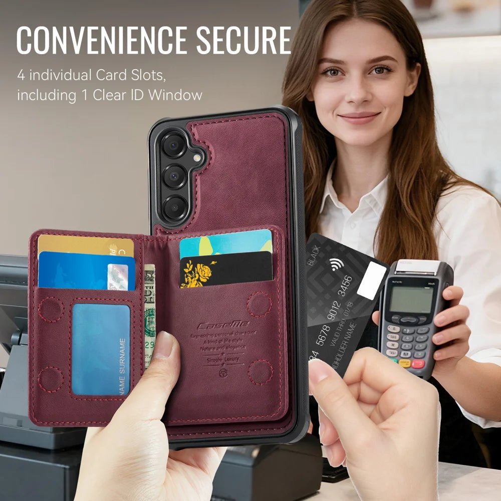 CASEME For Samsung Galaxy A15 5G / Galaxy A15 4G Magnetic Case  ME80 Series Leather PC TPU Phone Cover with Detachable Wallet - Red - 4