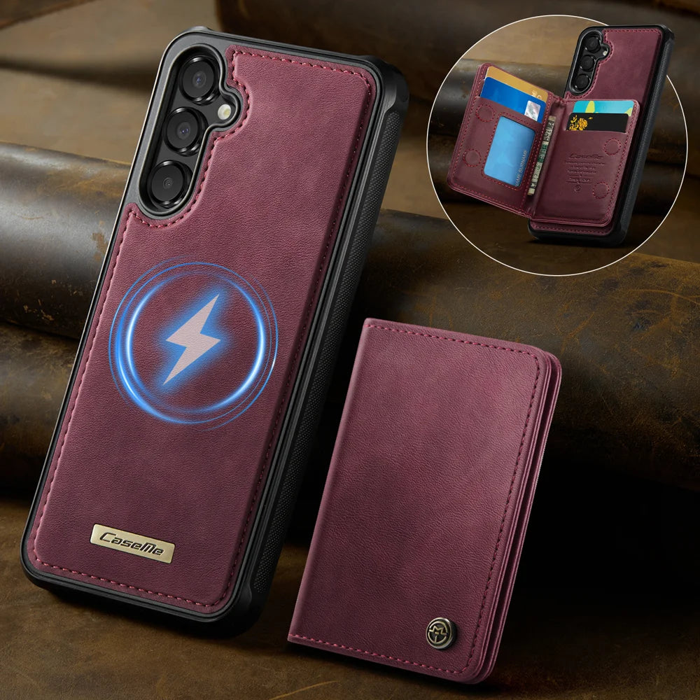 CASEME For Samsung Galaxy A16 4G / Galaxy A16 5G Magnetic Case  ME80 Series Leather PC TPU Phone Cover with Detachable Wallet - Red - 2