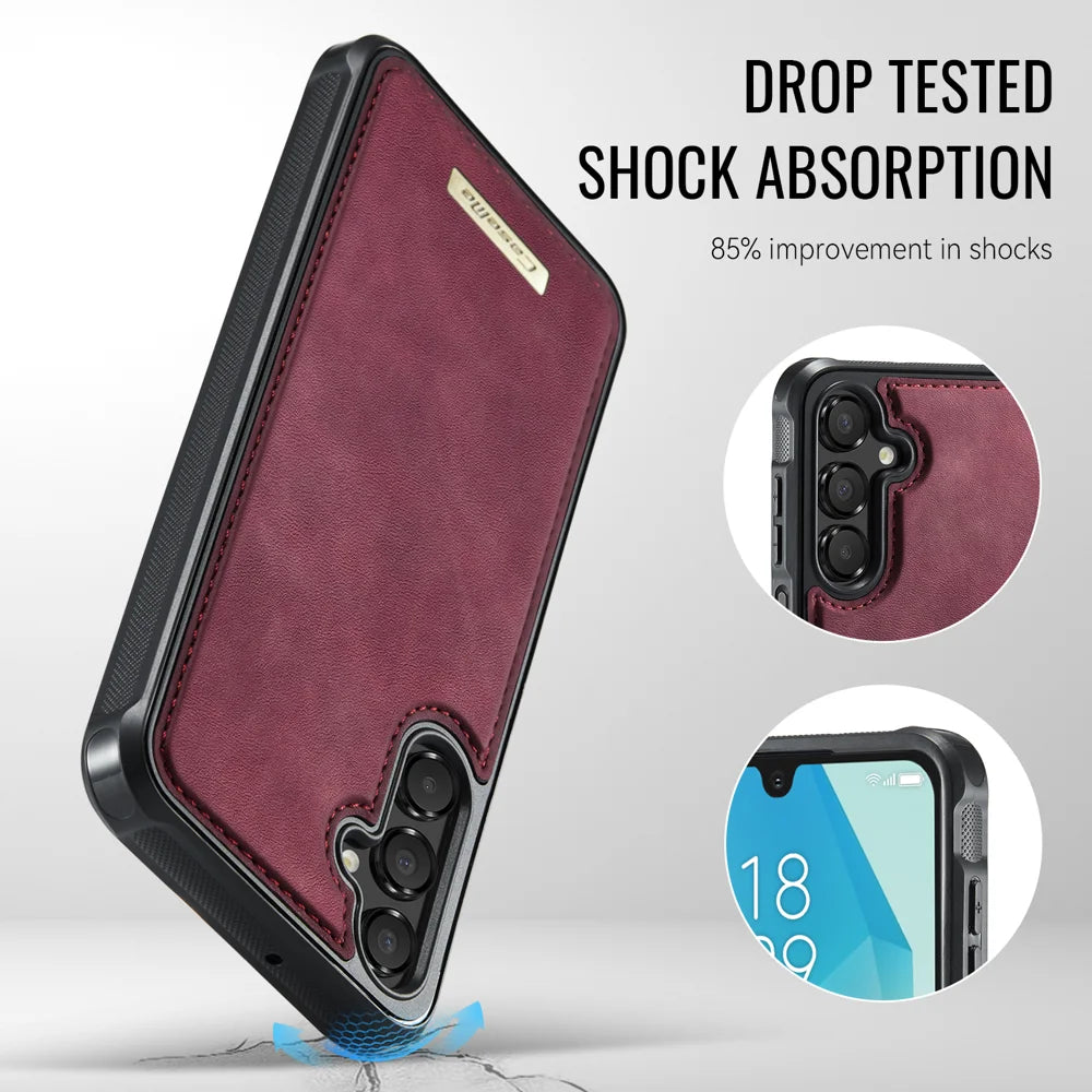 CASEME For Samsung Galaxy A18 5G / A18 4G / A17 5G / A17 4G Magnetic Case  ME80 Series Leather PC TPU Phone Cover with Detachable Wallet - Red - 7