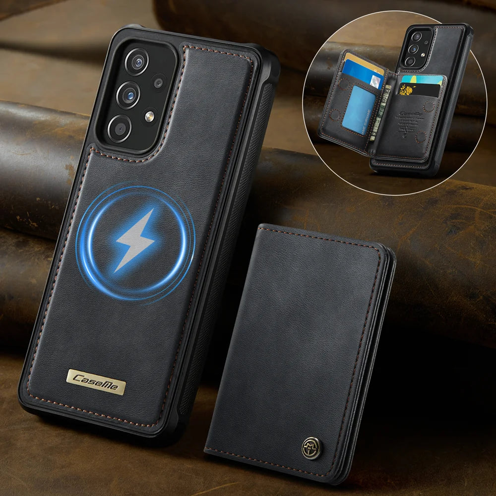 CASEME For Samsung Galaxy A53 5G Magnetic Case  ME80 Series Leather PC TPU Phone Cover with Detachable Wallet - Black - 2