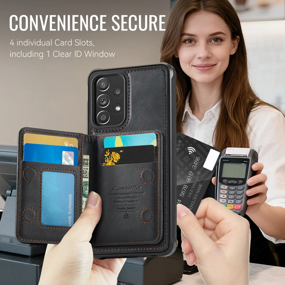 CASEME For Samsung Galaxy A53 5G Magnetic Case  ME80 Series Leather PC TPU Phone Cover with Detachable Wallet - Black - 4