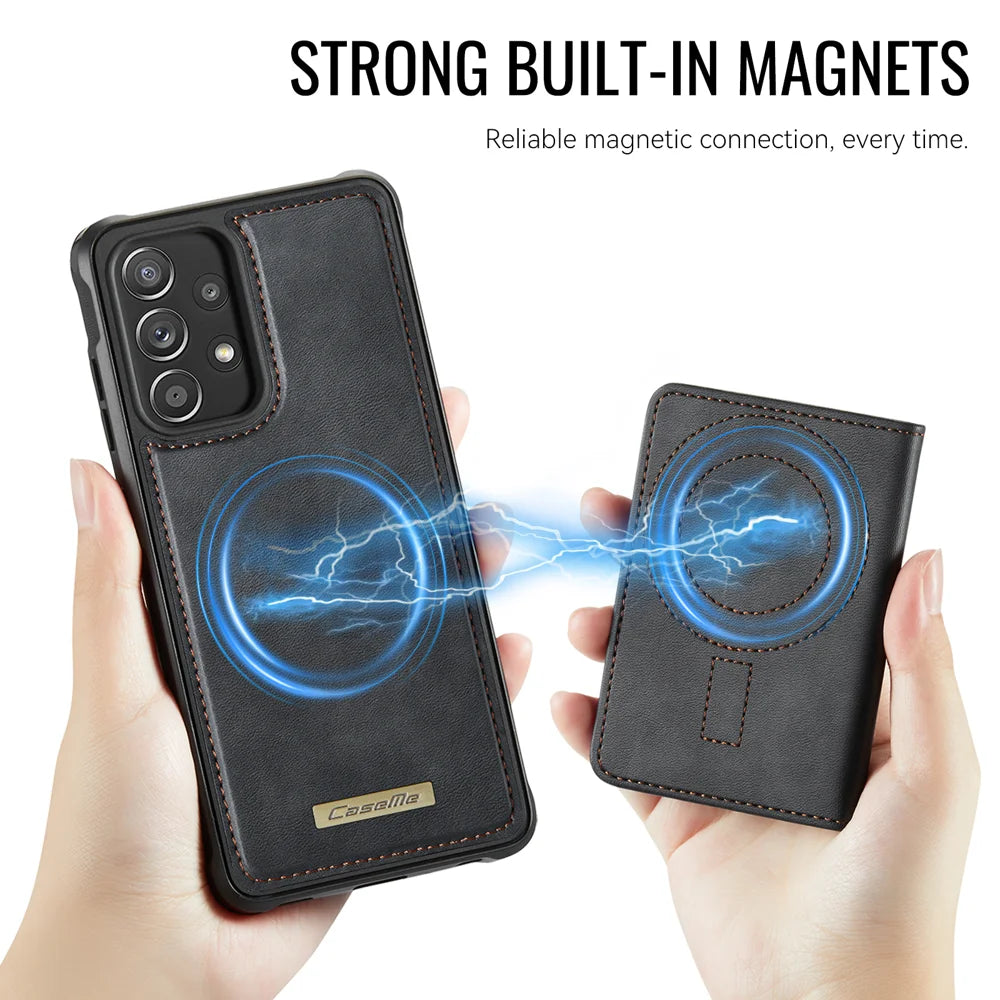 CASEME For Samsung Galaxy A53 5G Magnetic Case  ME80 Series Leather PC TPU Phone Cover with Detachable Wallet - Black - 6