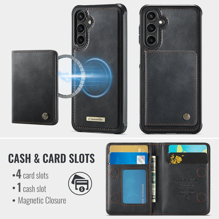 CASEME For Samsung Galaxy A54 5G Magnetic Case  ME80 Series Leather PC TPU Phone Cover with Detachable Wallet - Black - 3