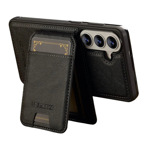 LC.IMEEKE L3 For Samsung Galaxy A57 5G Magnetic Case Detachable Card Holder Leather TPU Mobile Cover - Black - 2
