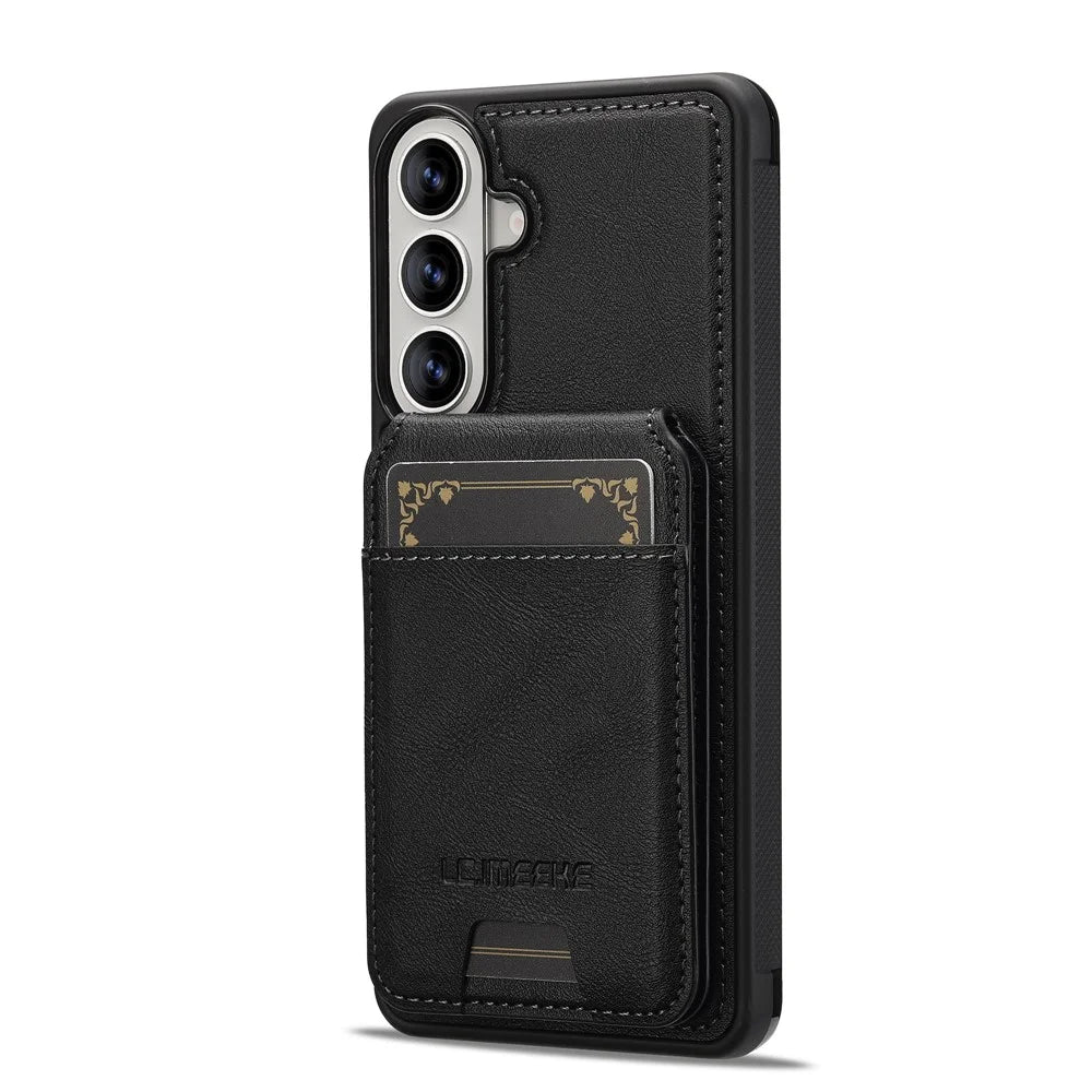 LC.IMEEKE L3 For Samsung Galaxy A57 5G Magnetic Case Detachable Card Holder Leather TPU Mobile Cover - Black - 7
