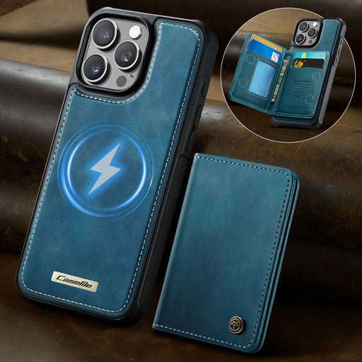 CASEME For iPhone 12 Pro / iPhone 12 Magnetic Case  ME80 Series Leather PC TPU Phone Cover with Detachable Wallet - Green - 2