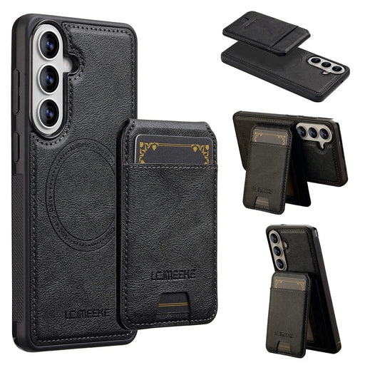 LC.IMEEKE L3 For Samsung Galaxy A37 5G Magnetic Case Detachable Card Holder Leather TPU Mobile Cover - Black - 1