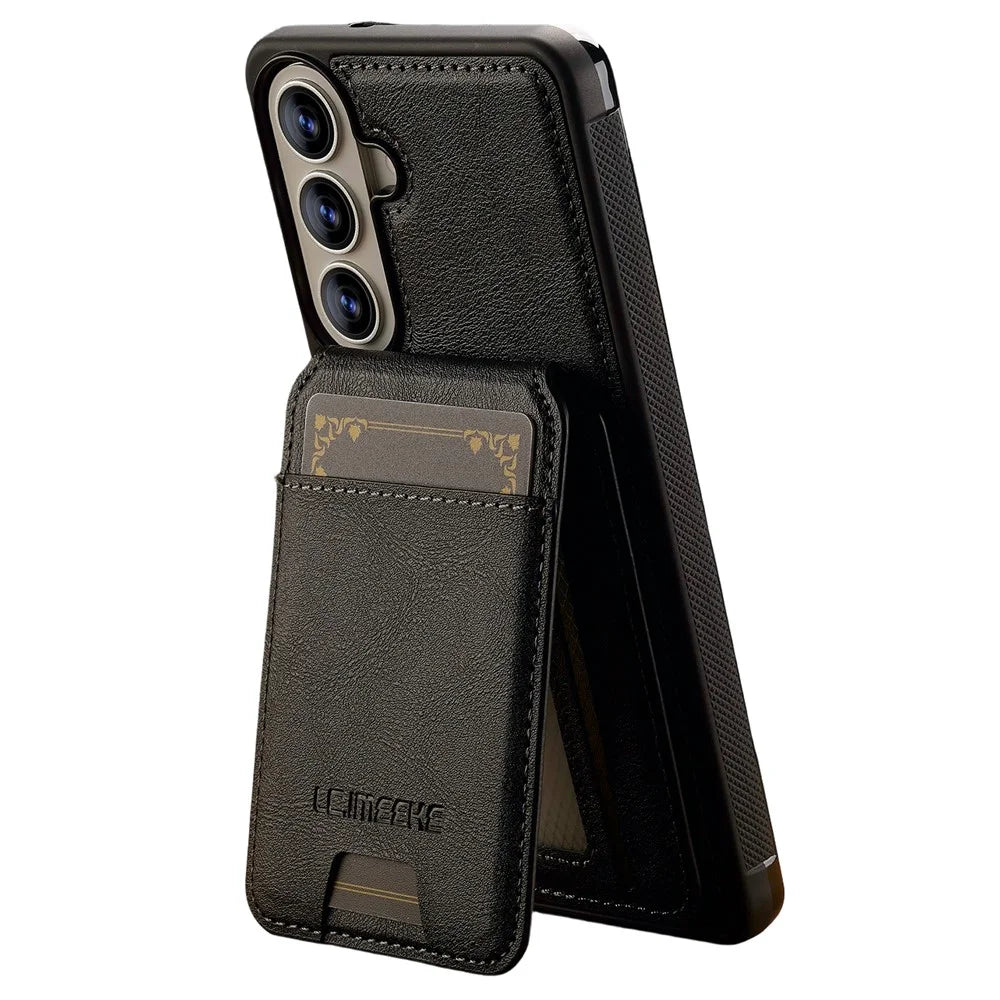 LC.IMEEKE L3 For Samsung Galaxy A37 5G Magnetic Case Detachable Card Holder Leather TPU Mobile Cover - Black - 3