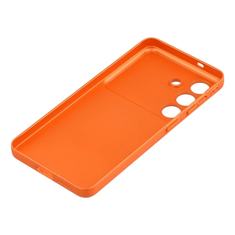 For Samsung Galaxy S26 Magnetic Case PC Phone Cover with AG Corning Glass Lens Film - Orange - 6