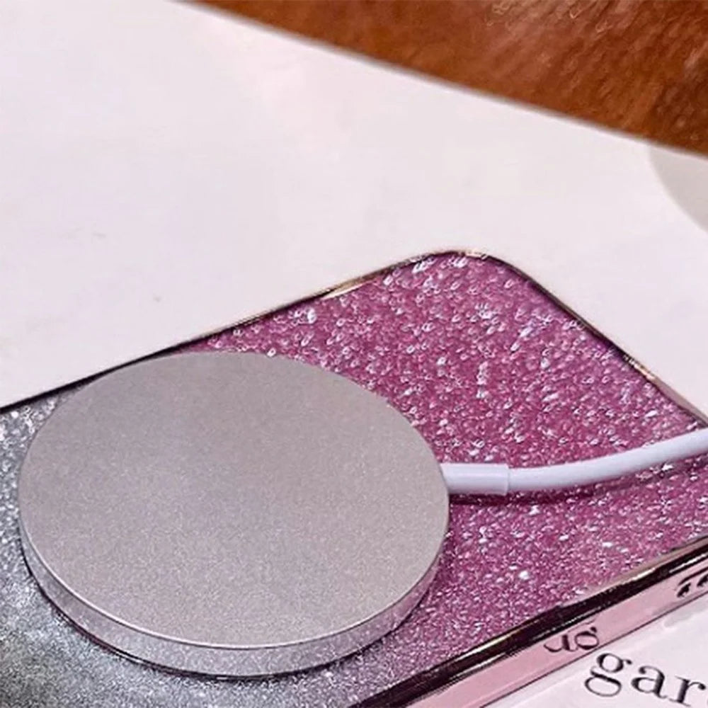 For Samsung Galaxy S26+ Magnetic Case Electroplated Gradient Glitter TPU Phone Cover - Rose Gold - 2