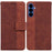 For Samsung Galaxy A37 5G Case Geometry Pattern Leather Wallet Phone Cover with Wrist Strap - Brown - 1