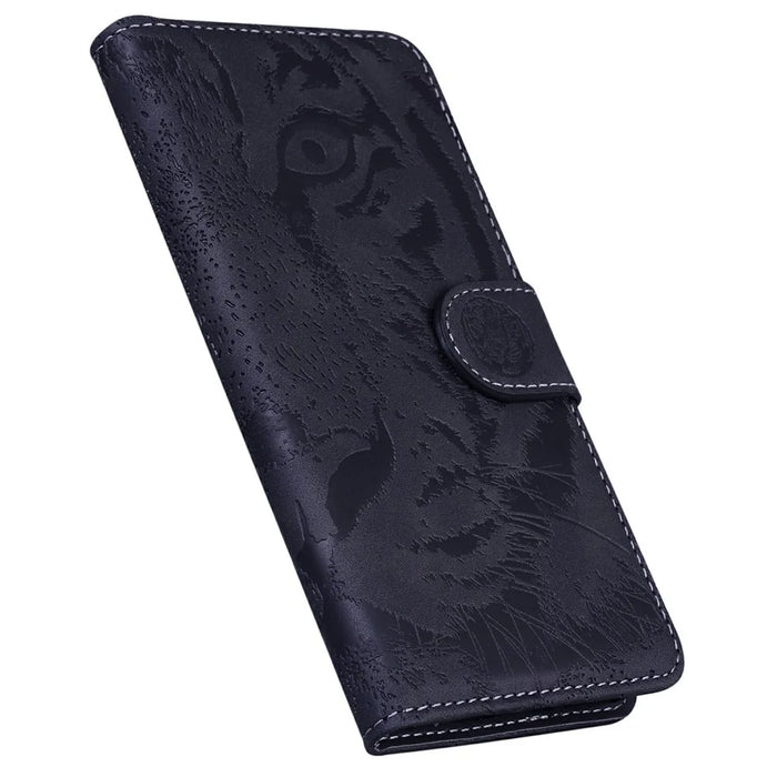 For Samsung Galaxy A37 5G Case Tiger Imprint Leather Wallet Phone Cover - Black - 5