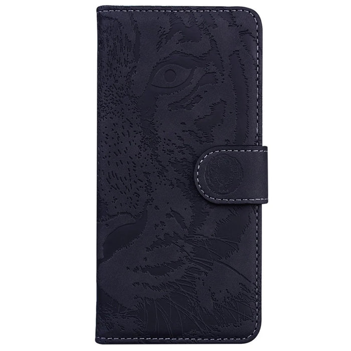 For Samsung Galaxy A37 5G Case Tiger Imprint Leather Wallet Phone Cover - Black - 6