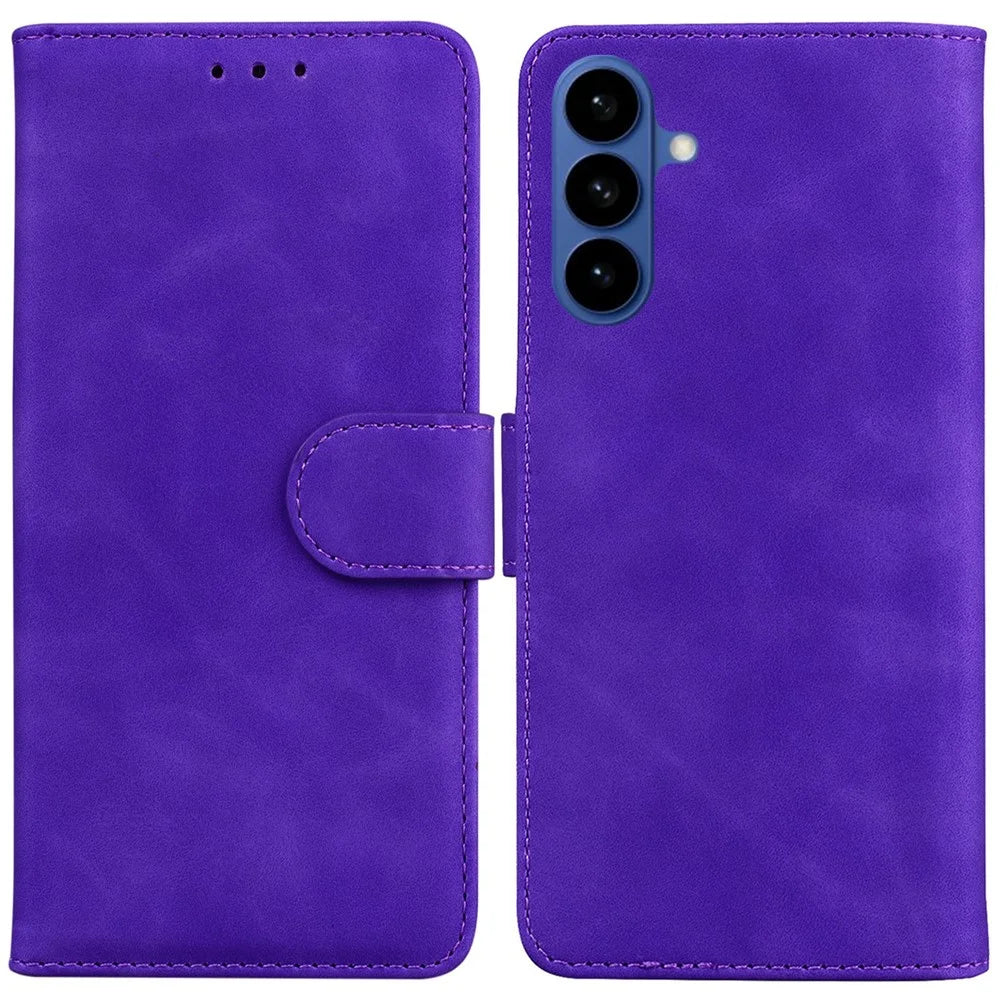 For Samsung Galaxy A37 5G Case Solid Color Leather Wallet Phone Cover - Purple - 1