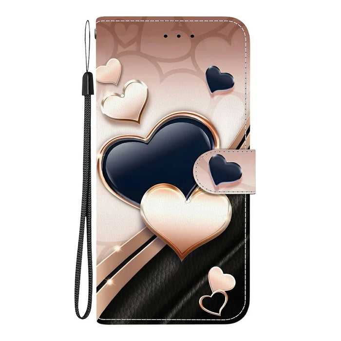 For Samsung Galaxy A37 5G Leather Case Stand Wallet Pattern Printing Phone Cover with Wrist Strap - Love - 7
