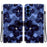 For Samsung Galaxy A37 5G Wallet Case Pattern Printing Leather Stand Phone Cover with Strap - Ink Blue Flower - 1