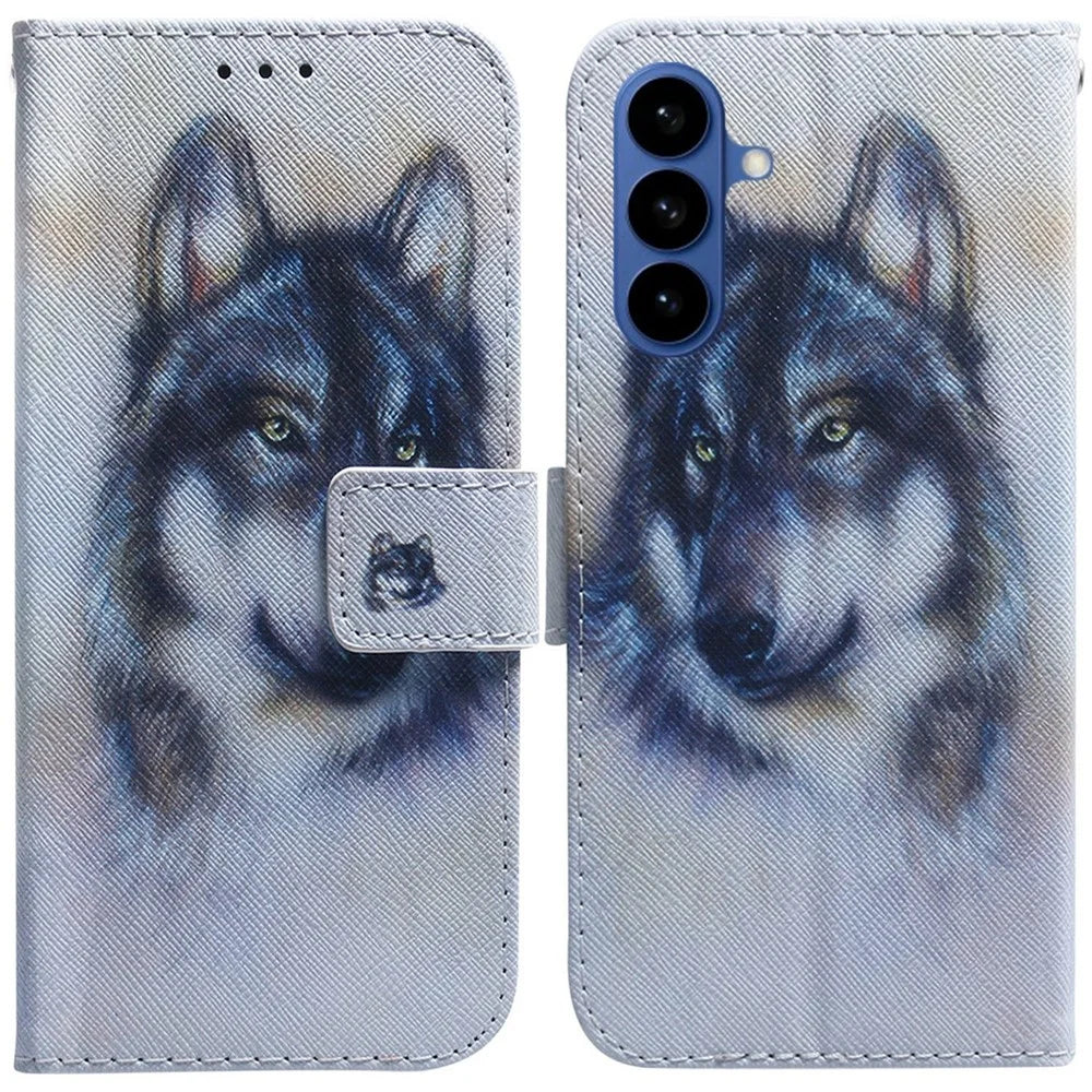 For Samsung Galaxy A57 5G Wallet Case Pattern Print Leather Phone Cover - Wolf - 1
