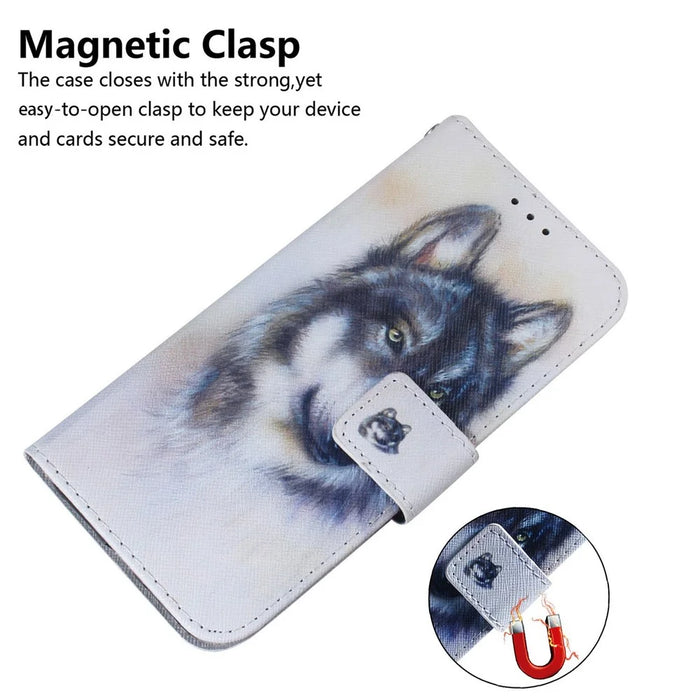 For Samsung Galaxy A57 5G Wallet Case Pattern Print Leather Phone Cover - Wolf - 4