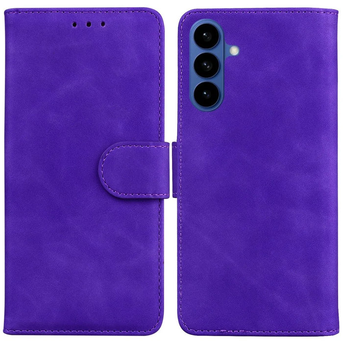 For Samsung Galaxy A57 5G Case Solid Color Leather Wallet Phone Cover - Purple - 1