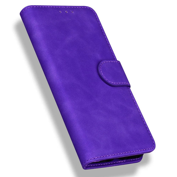 For Samsung Galaxy A57 5G Case Solid Color Leather Wallet Phone Cover - Purple - 5
