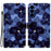 For Samsung Galaxy A57 5G Wallet Case Pattern Printing Leather Stand Phone Cover with Strap - Ink Blue Flower - 1