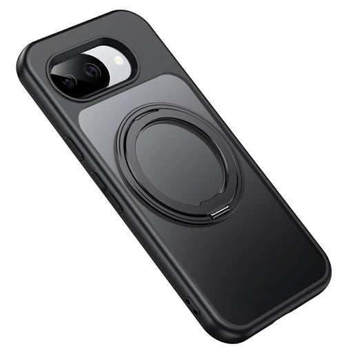 For Google Pixel 10a Magnetic Case TPU + Acrylic + Metal Kickstand Matte Phone Cover - Black - 1
