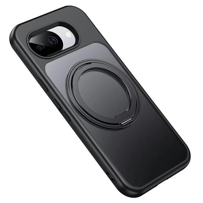 For Google Pixel 10a Magnetic Case TPU + Acrylic + Metal Kickstand Matte Phone Cover - Black - 1