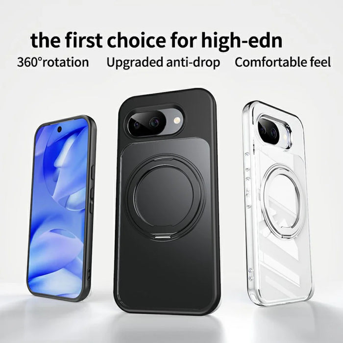 For Google Pixel 10a Magnetic Case TPU + Acrylic + Metal Kickstand Matte Phone Cover - Black - 3