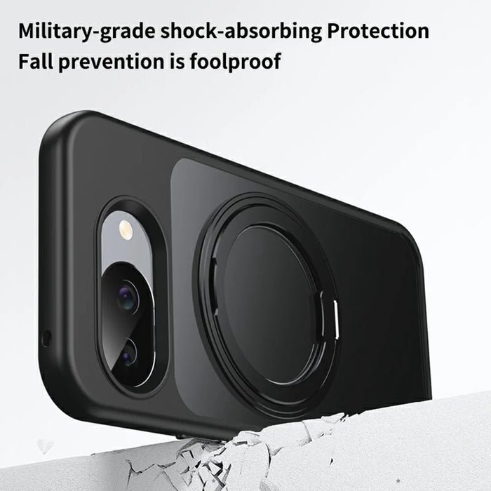 For Google Pixel 10a Magnetic Case TPU + Acrylic + Metal Kickstand Matte Phone Cover - Black - 5