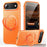 For iPhone Air Case Compatible with MagSafe Rotating Kickstand Litchi Texture PC TPU Phone Cover - Orange - 1