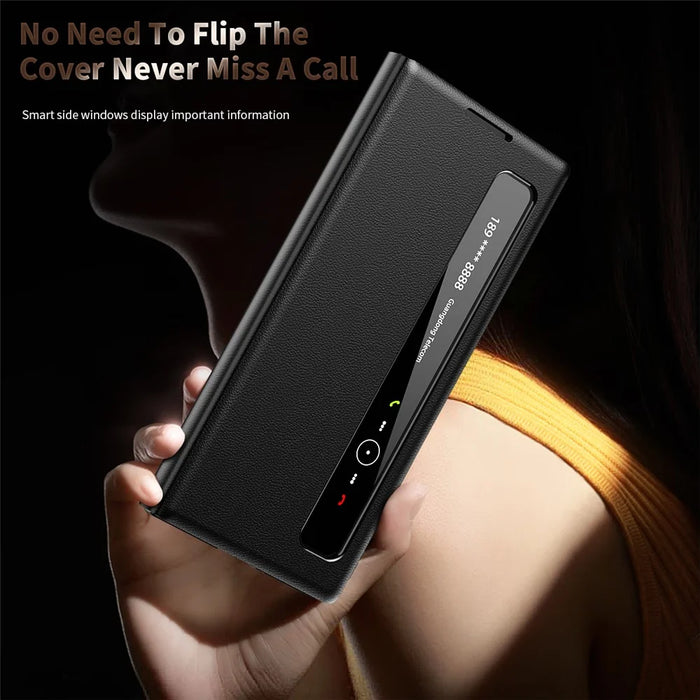 For Samsung Galaxy Z Fold6 5G Case Smart View Window Leather Phone Cover - Black - 3
