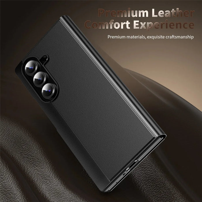 For Samsung Galaxy Z Fold5 5G Case Smart View Window Leather Phone Cover - Black - 2
