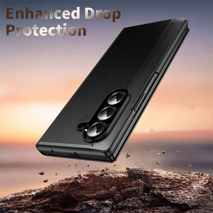 For Samsung Galaxy Z Fold5 5G Case Smart View Window Leather Phone Cover - Black - 7