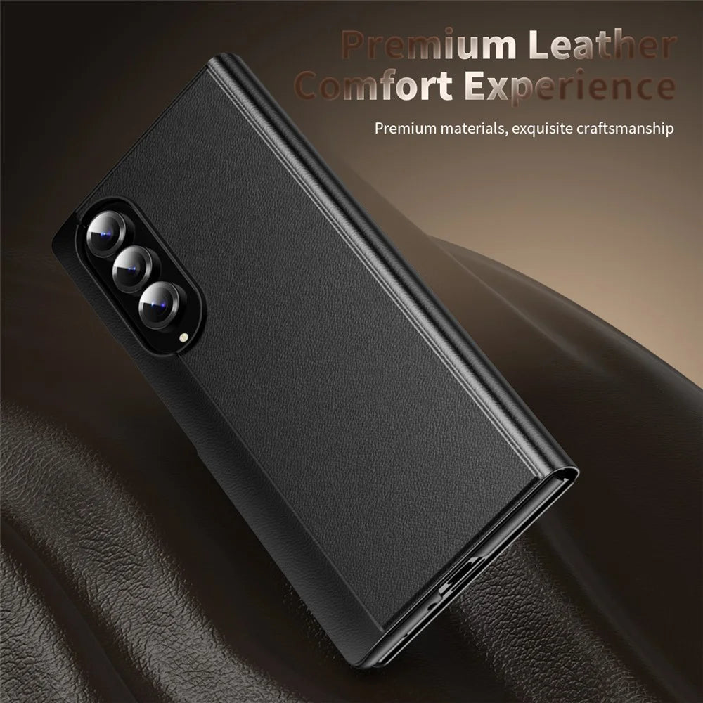 For Samsung Galaxy Z Fold4 5G Case Smart View Window Leather Phone Cover - Black - 2