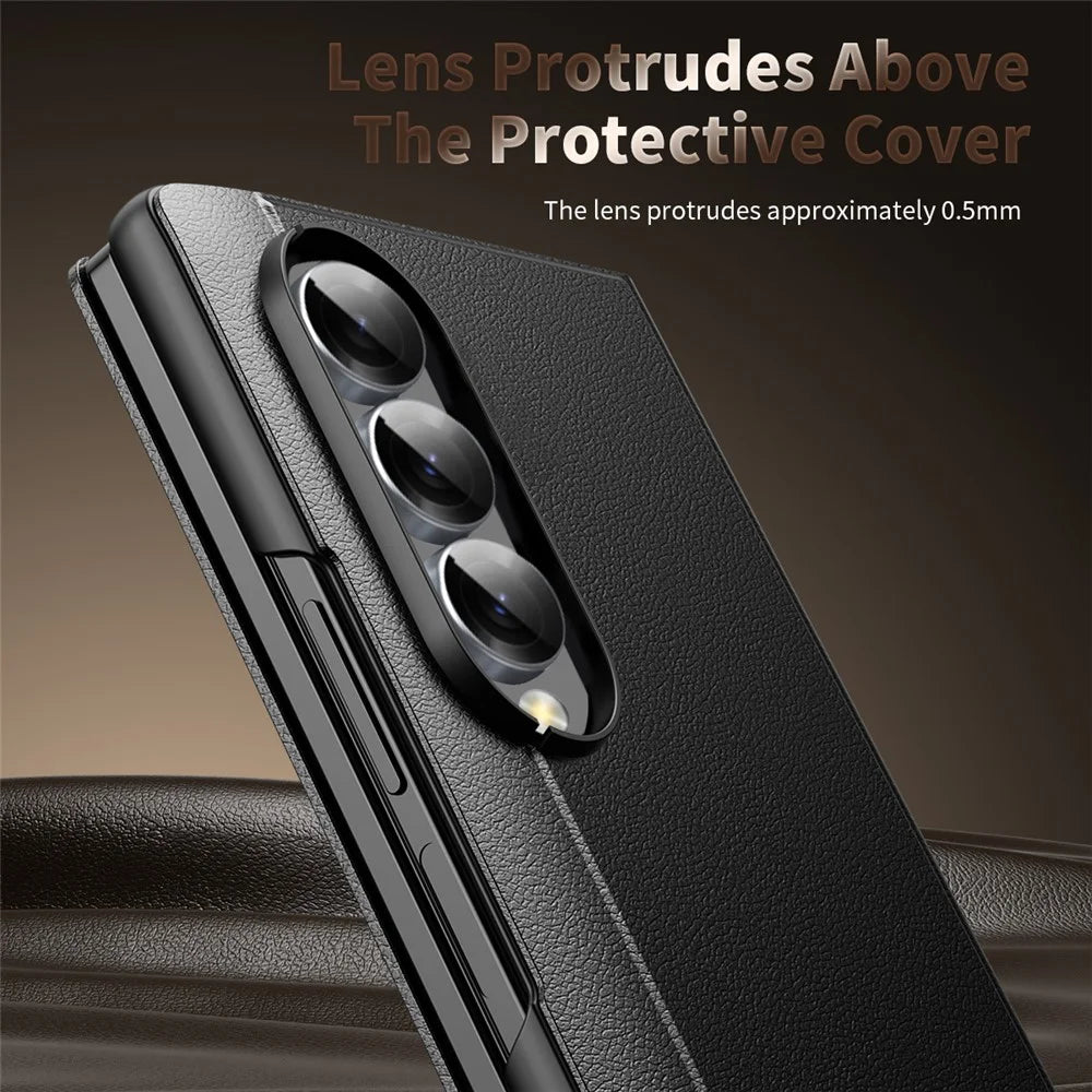 For Samsung Galaxy Z Fold4 5G Case Smart View Window Leather Phone Cover - Black - 5