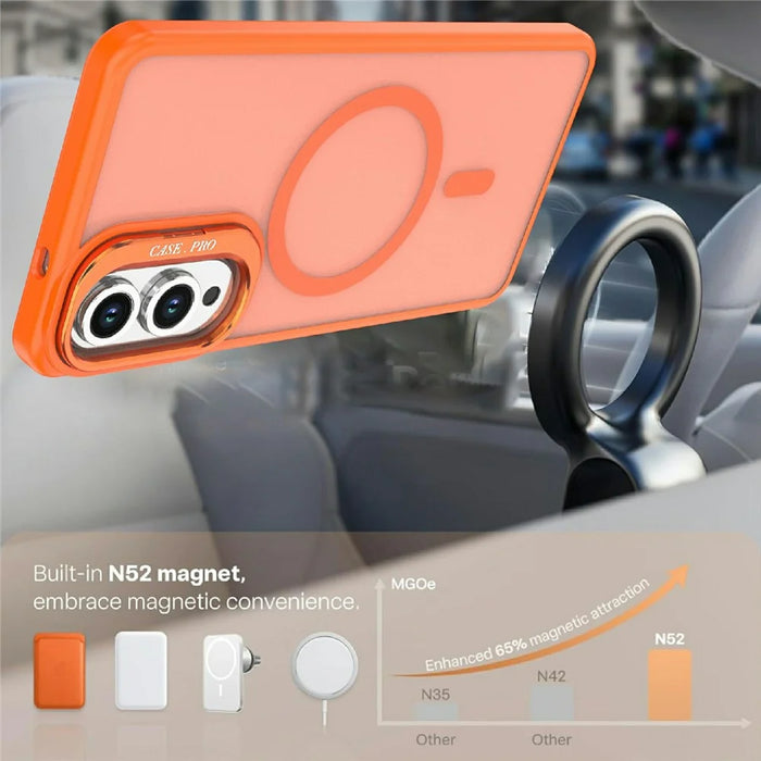 For Samsung Galaxy S25 Edge Magnetic Case Foldable Kickstand Matte PC + TPU Phone Cover - Orange - 3