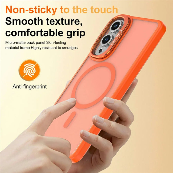 For Samsung Galaxy S25 Edge Magnetic Case Foldable Kickstand Matte PC + TPU Phone Cover - Orange - 5