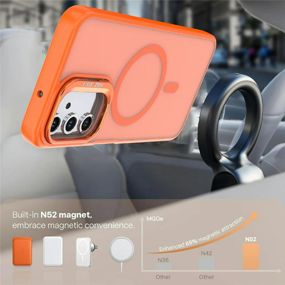 For Samsung Galaxy A05s 4G Magnetic Case Foldable Kickstand Matte PC + TPU Phone Cover - Orange - 3