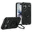 For iPhone 17 Case Hexagonal Kickstand Shockproof TPU PC Matte Phone Cover with Integrated Scale Hook - Black - 1
