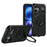For iPhone 16 Case Hexagonal Kickstand Shockproof TPU PC Matte Phone Cover with Integrated Scale Hook - Black - 1