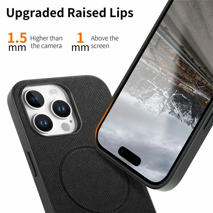 For iPhone 12 Pro Max Magnetic Case Cloth Texture PC + TPU + PU Leather Anti-Scratch Phone Cover Compatible with MagSafe - Black - 2