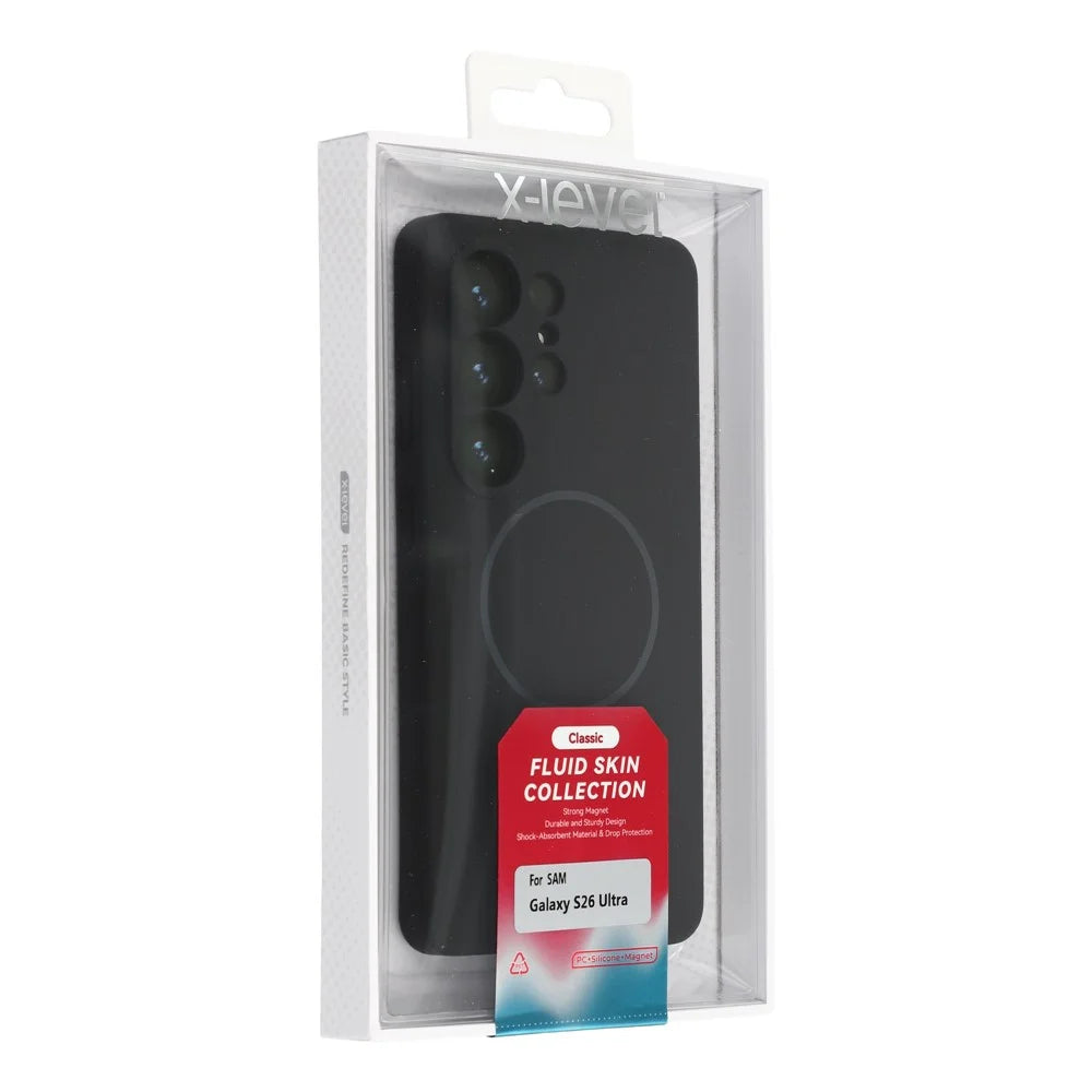 X-LEVEL For Samsung Galaxy S26 Ultra Magnetic Case Liquid Silicone Phone Back Cover Skin Touch - Black - 7